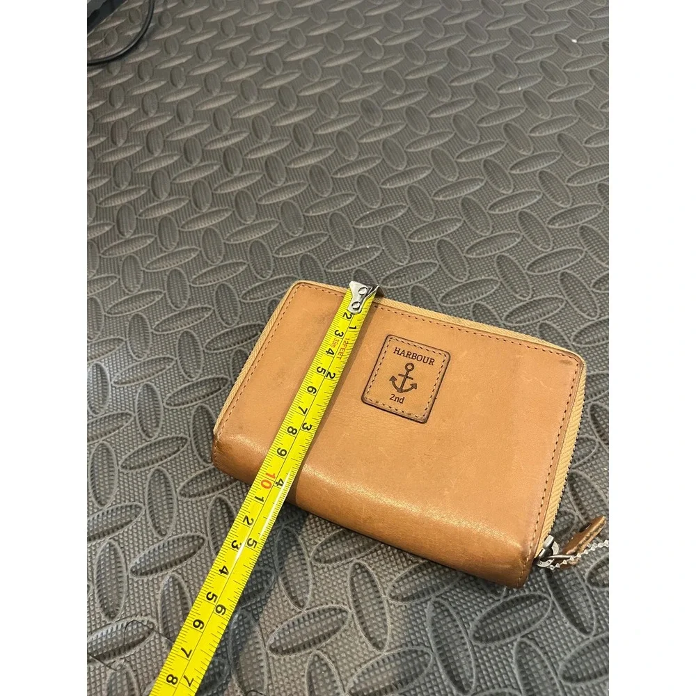 Harbour 2nd Wallet Womens OS Tan Leather Woven Zip Bifold Anchor Logo